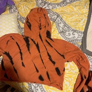 Orange and black tye dye ish sweatshirt
